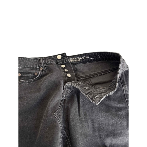 American Eagle AE 4 Pocket Mini Black Denim Frayed Hem Design Mini Skirt US 4 - Picture 6 of 9